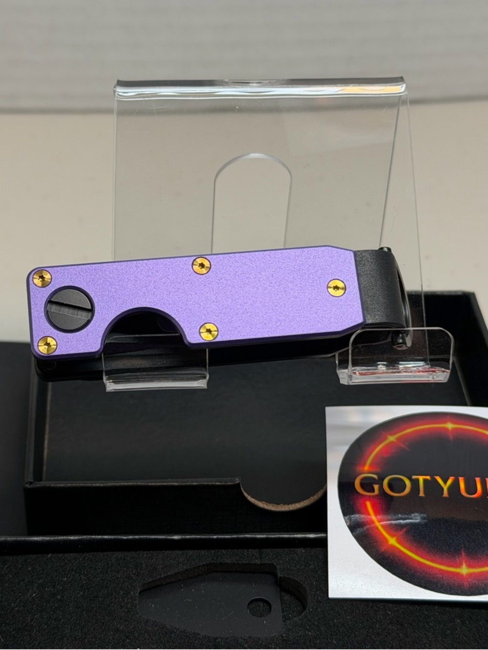 *MOTHERS-DAY*MINIMALIST LAVENDER KEYCASE w/GOLD PVD SCREWS-“RIDGE STYLE”